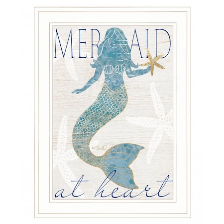 Homeroots Mermaid at Heart 1 White Framed Print Wall Art 407721