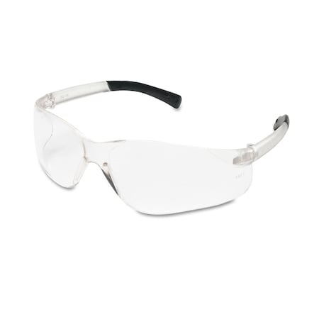 Mcr Safety Safety Glasses, 99.9% UV Rays, Clear Lens, Black Frame, Frameless, 12 PK BK110