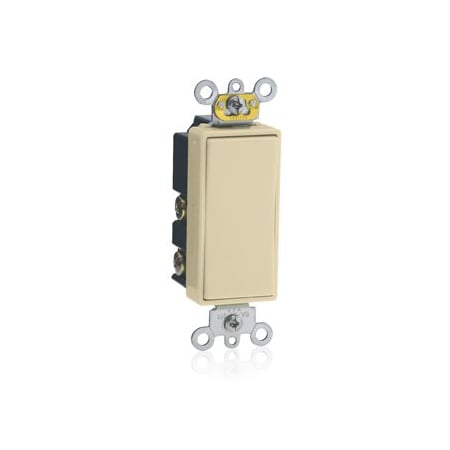 Leviton Decora Plus Rocker Dbl-Throw Ctr-OFF Momentary Contact Sgl-Pole AC Quiet Switch, 15A, 120/277V, Ivory 5657-2I