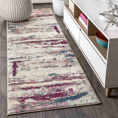 Jonathan Y Contemporary POP Modern Abstract Brushstroke Cream/Pink 2 ft. x 8 ft. Runner Rug CTP102A-28