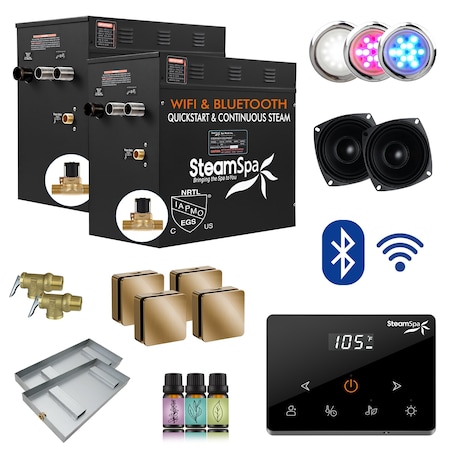 Steamspa 21KW Steam Bath Generator, Advanced Touch Screen, BLUETOOTH WIFI Control, Auto Drain, Gold BKWS2100GD-A