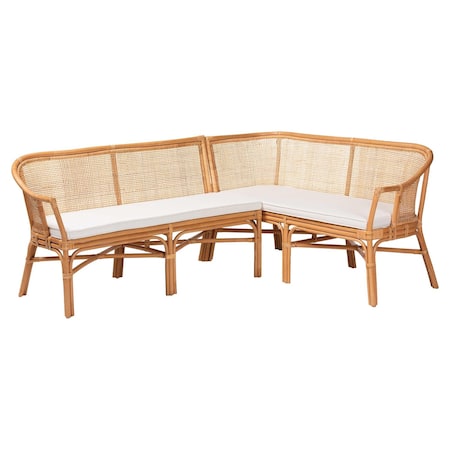 Bali & Pari Adede 2-Piece Natural Rattan Dining Nook Bench Set 261-14186-14187-ZORO