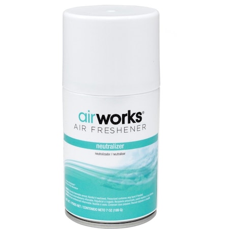 Air Works Metered Aerosol Air Freshener, Spray, 6000 ft3, 7 fl oz (0.2 quart), Neutralizer, 30 Day, 12PK 7913
