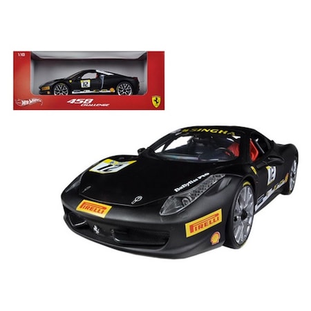 Hot Wheels Ferrari 458 Challenge Matt Black No.12 1-18 Diecast Car Model BCT90