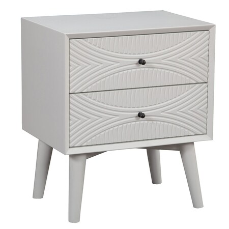 Homeroots 26" Solid Wood and Wood Two Drawer Nightstand 399253