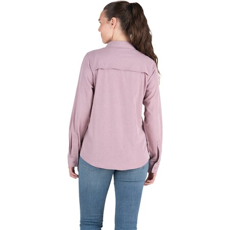 Berne Flex180 Womens Medium Heathered Elderberry UPF Button Down Long Sleeve Shirt WSH34HELBR400