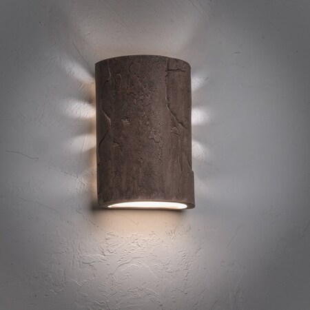 Luxury Lighting Masons Select 10 in Tall Ceramic Backlit Slate Look Outdoor Wall Light, Painted Adobe Finish, 2PK (2) SL510-AD-ud-7