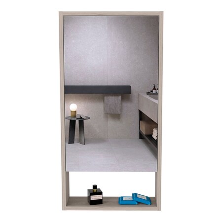Homeroots 18" Light Gray Wood Floating Single Door Bathroom Vanity And Medicine Cabinet With Mirror 543601