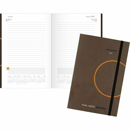 At-A-Glance One-Day-Per-Page Planning Notebook, 9 x 6, Dark Brown/Orange Cover, 12-Month (Jan to Dec): 2025 70620130