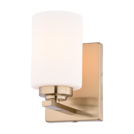 Vaxcel Park Ridge 1-Light Vanity Light Sconce, Champagne Gold, Frosted White Glass, 4.75-In. Wide W0570