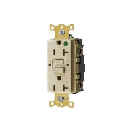 Hubbell 20A Hospital Grade Self-Test GFCI Receptacle, Ivory GFRST83I