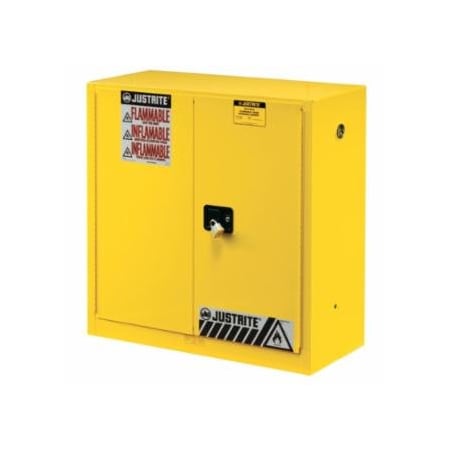Justrite Sure-Grip EX Flammable Safety Cabinet, Self-Closing, 45 gal, Yellow, 65 in H, 2 Doors 400-894520