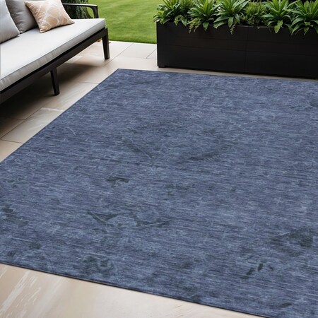 Homeroots 5' X 8' Navy Blue And Charcoal Floral Washable Indoor Outdoor Area Rug 604229
