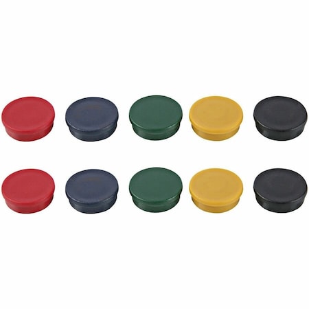 Mastervision MasterVision Round Magnets, Strong for Whiteboards, Cabinets, Fridge, 10 Pk, 3/4" DIA, Asstd Colors IM140909