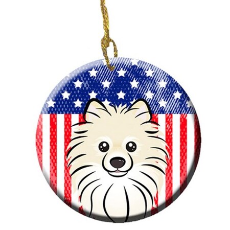 Carolines Treasures American Flag and Pomeranian Ceramic Ornament BB2137CO1