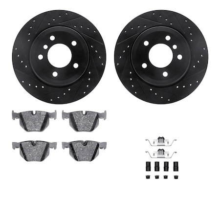 Dynamic Friction Co DFC Rotors-Drilled & Slotted-Black w/ EURO 5000 Ceramic Brake Pads Incl Hdw 8612-31068