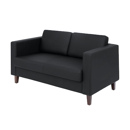 Flash Furniture HERCULES Artemis Black LeatherSoft Reception Loveseat w/2 AC Outlets/1 USB/1 USB-C Ports ZB-8921-2S-BLK-GG
