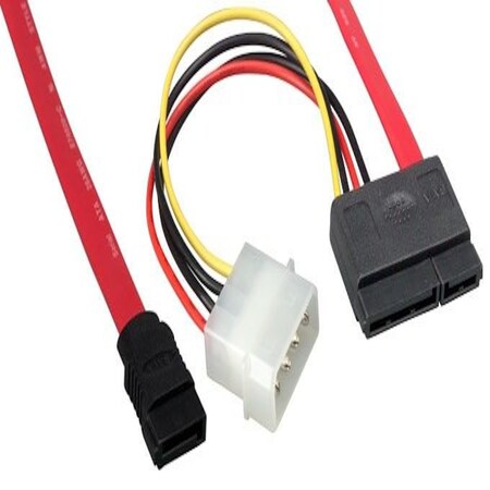 Sanoxy 18in Serial ATA Data Cable & Power Adapter, SATA 7-pin + 15-pin to SATA 7-pin + 4-pin Molex SNX-CBL-LDR-SA108-7018