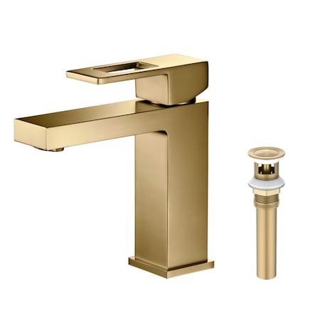 Kibi Cubic Single Handle Bathroom Vanity Sink Faucet, Pop Up Drain C-KBF1002BB