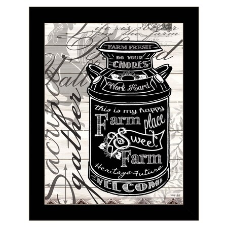 Homeroots FARM SWEET FARM MILK CAN Black Framed Print Wall Art 529773
