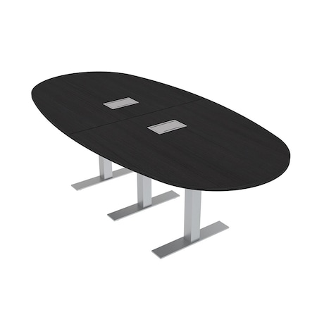 Skutchi Designs 8ft Boval Conference Table With Power | Harmony Series | 8 Person Meeting Room Table HAR-BOVL-48X96-T-U999ST19-ESIL