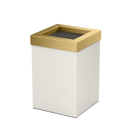 Gatco Modern Square 3 Gal. Wastebasket, Matte Pearl/Brass Lid 1935B
