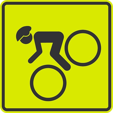 Lyle Man Riding Bike Symbol, 24x24, Diamond Grade, Yellow Green G-12532-DG_24x24