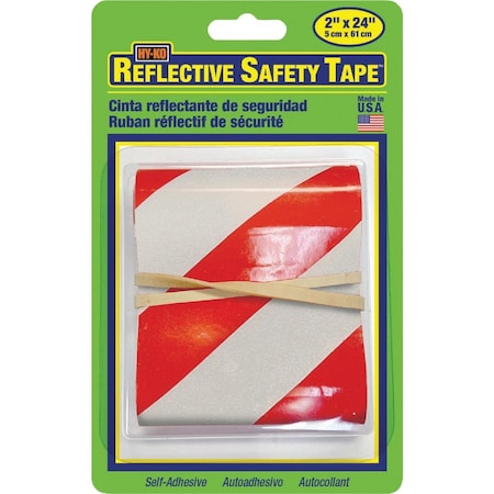 Hy-Ko 2'' W.x24'' L. Red & Silver Stripe Reflective Safety Tape TAPE-2
