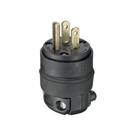 Leviton Straight Blade Plug, 5-15P, 15 A, 125V AC, 2 Pole, Screw Terminals, Grounded 515PR