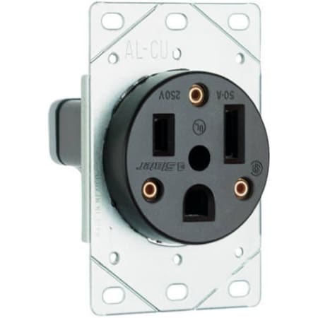 Legrand 3804 Power Outlet, Flush Mounting, 2 -Pole, 250 VAC, 50 A, NEMA: NEMA 6-50R, Black 3804CC6