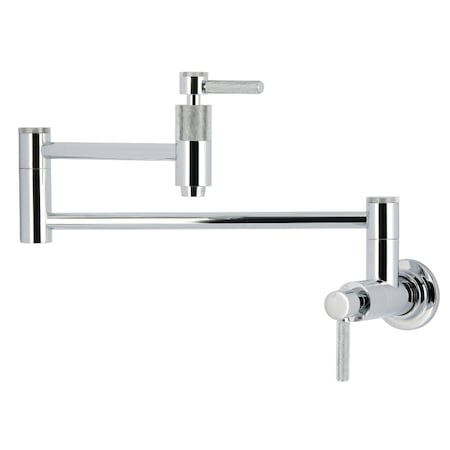 Kingston Brass Wall Mount Pot Filler Faucet with Knurled Handle, Polished Chrome KS8101KNL