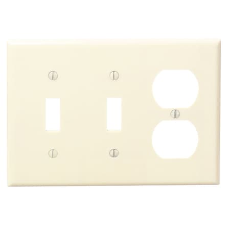 Leviton 3-Gang Plastic 2-Toggle/Duplex Outlet Wall Plate Ivory 001-86021