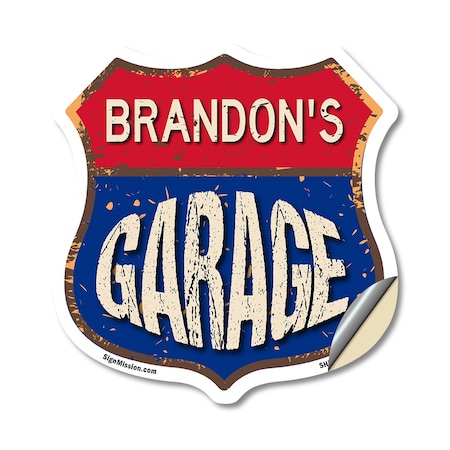 Signmission Brandon's Garage, 18 Inch X 18 Inch, Vinyl Decal SHI-D-18-383-BRANDON