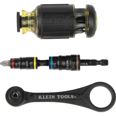 Klein Tools Flip Socket Set, Ratchet/Driver, 3 Pc 85515HD