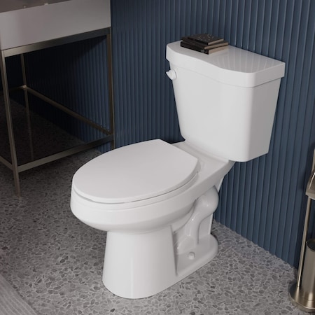 Anzzi Garden 12in 2pc 1.28 GPF Siphon Elongated Ceramic Toilet, White Soft Close Seat, ADA height Included TL-AZ070