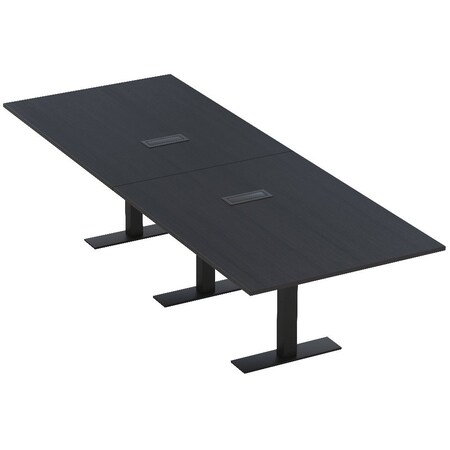 Skutchi Designs 12 Person Conference Table With Power Unit | 12' Rectangular Table | Harmony Series HAR-REC-48x144-T.BK-U999ST19-EBLK
