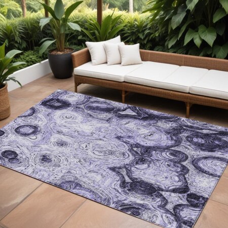 Homeroots 8' X 10' Purple And Lavender Abstract Washable Indoor Outdoor Area Rug 577166
