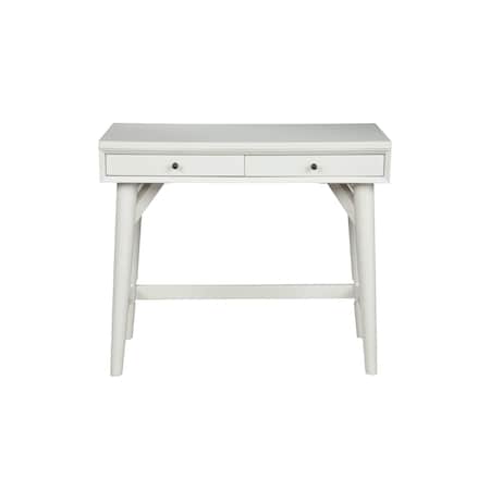 Homeroots 36" White Solid Manufactured Wood Writing Desk with Two Drawers 524098