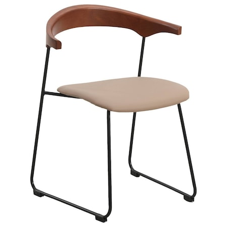 Leisuremod Lyra Collection Modern Chair in Dark Wood back and Taupe Seat LCAS-41DTP