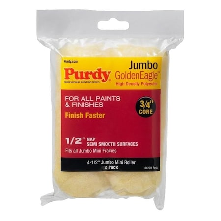 Purdy Golden Eagle Roller Cover, 1/2 in Thick Nap, 4-1/2 in L, Polyester Cover 140624023