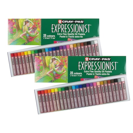 Sakura Cray-Pas Expressionist Oil Pastels, Assorted Colors, 25-Piece Set, 2PK XLP25