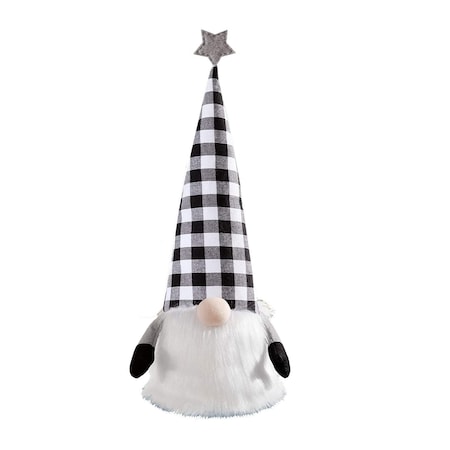 Homeroots 27" Black And White Felt And Faux Fur Gnome Adjustable Height Tree Topper 480629
