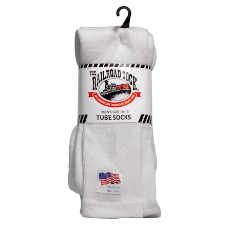 Railroad Sock Mens Tube Socks, 85% Cotton, 15% Nylon, White, 6-14 Pair M, 3 PK 6055.3