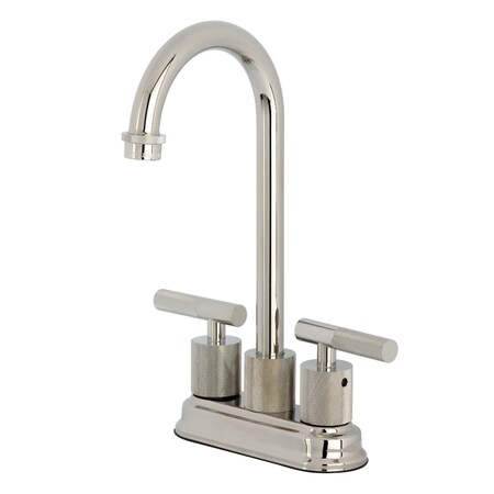 Kingston Brass Double-Handle 4" Centerset Bar Faucet with Knurled Handle, Polished Nickel KB5496KNL