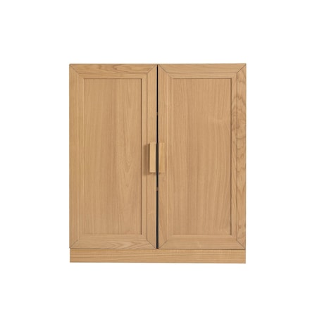 Homeroots Set Of Two Natural Wood Corner Accent Cabinet With Two Doors 719680