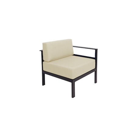 Bfm Seating Belmar Left Arm Sofa Section with Sunbrella cushions, Sand Black Frame PH6101BL-L-57012