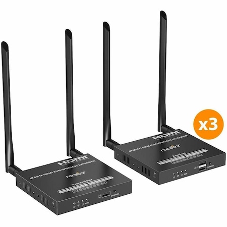 Rocstor TRUEREACH TR24 4K at 60HZ WIRELESS HDMI KVM EXTENDER WITH 3 RECEIVER KIT- 4K 60HZ U Y10G024-B1
