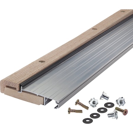 M-D Building Products Building Products 4-9/16'' x 1-1/8'' x 36'' Silver Adjustable Aluminum & Hardwood Threshold 76265