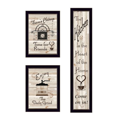 Homeroots Set Of Three The Kitchen Collection I 3 Black Framed Print Kitchen Wall Art, 3PK 405932