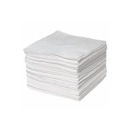 M&B Absorbents Sorbent Pad, Oil-Based Fluids, 15 in x 18 in, White, Polypropylene, 100 PK 13220
